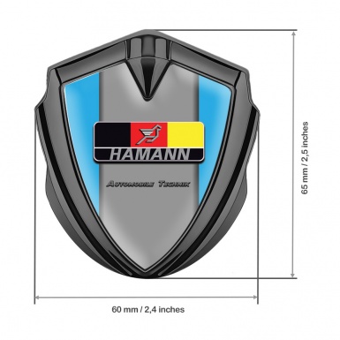 Hamann Emblem Metal Badge Graphite Sky Blue Frame German Motif