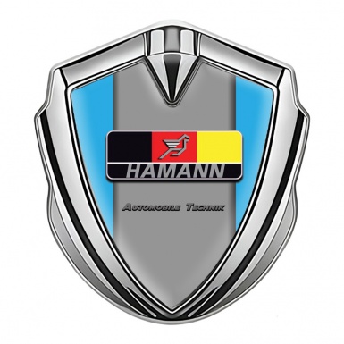 Hamann Emblem Metal Badge Silver Sky Blue Frame German Motif