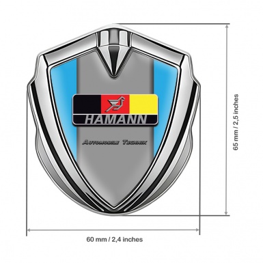 Hamann Emblem Metal Badge Silver Sky Blue Frame German Motif