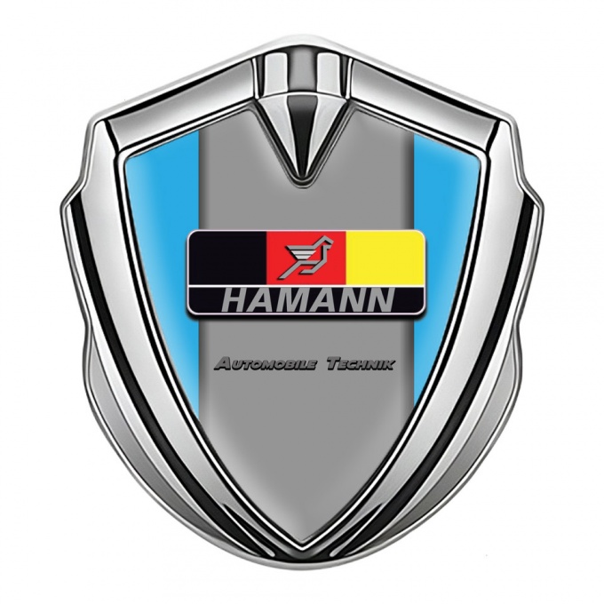 Hamann Emblem Metal Badge Silver Sky Blue Frame German Motif