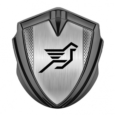 Hamann Emblem Car Badge Graphite Brushed Steel Pegasus Logo Design