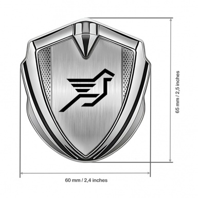 Hamann Emblem Car Badge Silver Brushed Steel Pegasus Logo Design