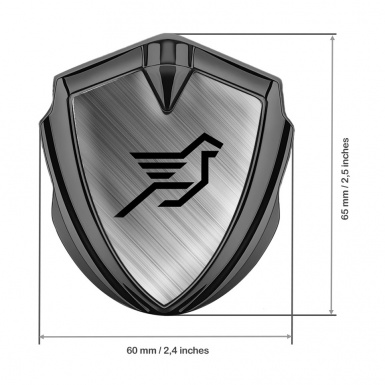 Hamann Metal Domed Emblem Graphite Brushed Texture Pegasus Logo