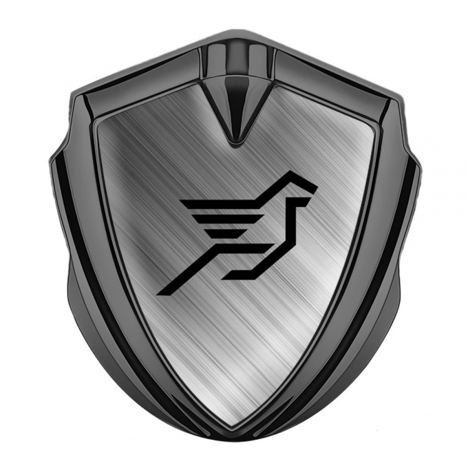 Hamann Metal Domed Emblem Graphite Brushed Texture Pegasus Logo