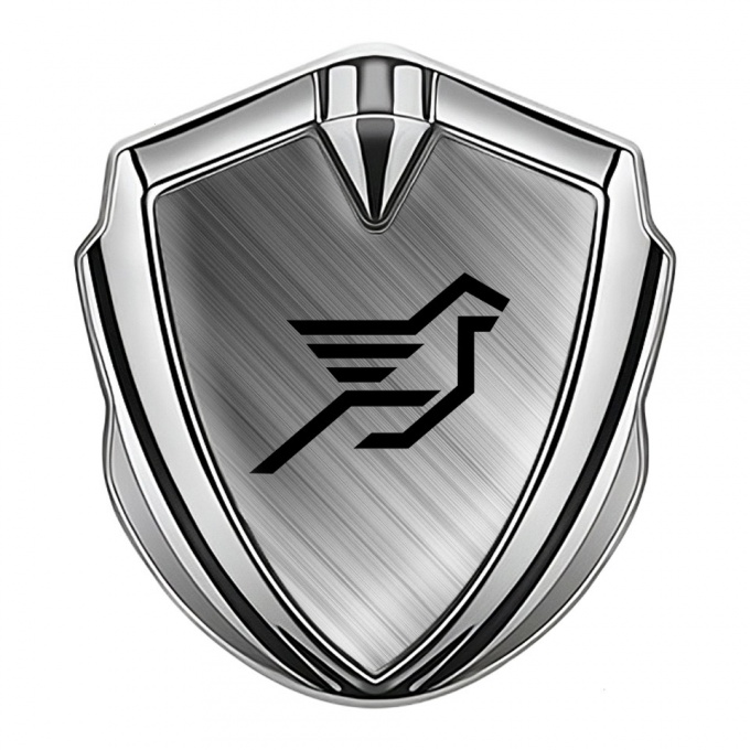 Hamann Metal Domed Emblem Silver Brushed Texture Pegasus Logo