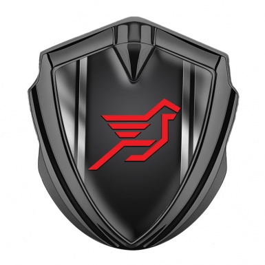 Hamann Emblem Badge Self Adhesive Graphite Metal Frame Pegasus Logo