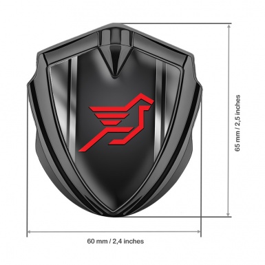 Hamann Emblem Badge Self Adhesive Graphite Metal Frame Pegasus Logo