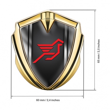 Hamann Emblem Abzeichen Goldtonfarbe MetallRahmen mit Rote logo