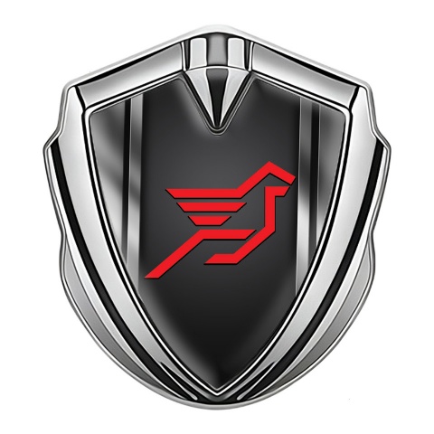 Hamann Emblem Badge Self Adhesive Silver Metal Frame Pegasus Logo