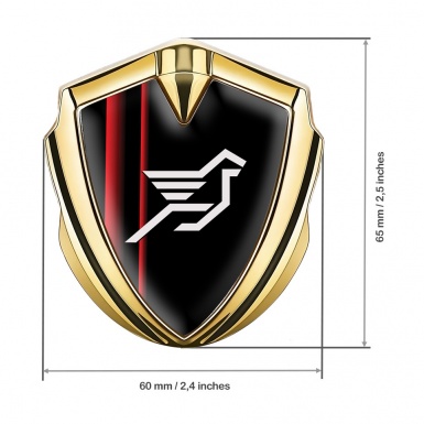 Hamann Emblem Fender Badge Gold Crimson Stripes Pegasus Logo