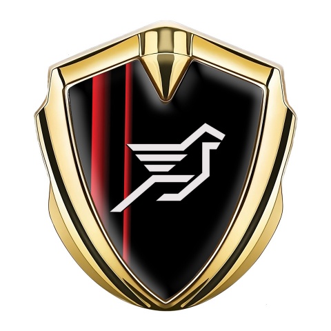 Hamann Emblem Fender Badge Gold Crimson Stripes Pegasus Logo