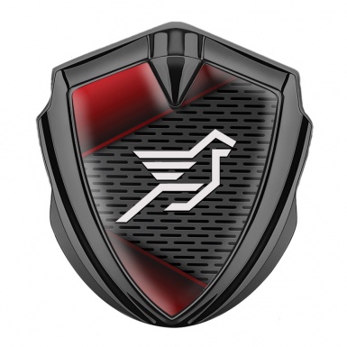 Hamann Metal Emblem Self Adhesive Graphite Red Fragments Pegasus Logo