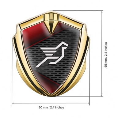 Hamann Metal Emblem Self Adhesive Gold Red Fragments Pegasus Logo