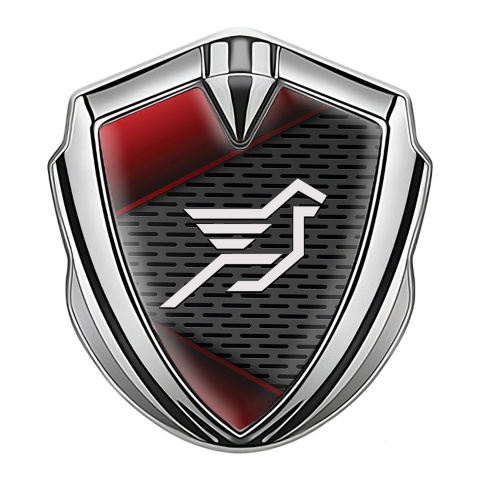 Hamann Metal Emblem Self Adhesive Silver Red Fragments Pegasus Logo