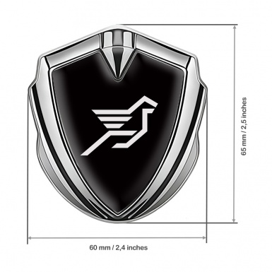 Hamann Fender Emblem Badge Silver Pure Black Print Pegasus Logo