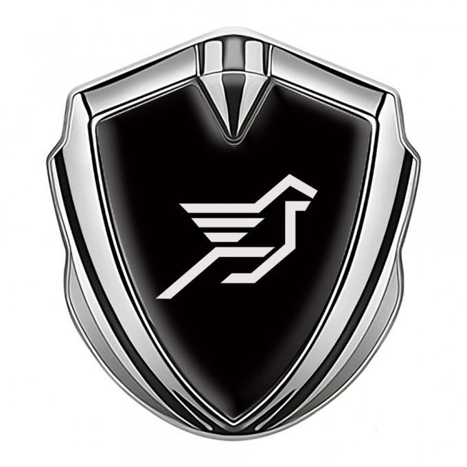Hamann Fender Emblem Badge Silver Pure Black Print Pegasus Logo