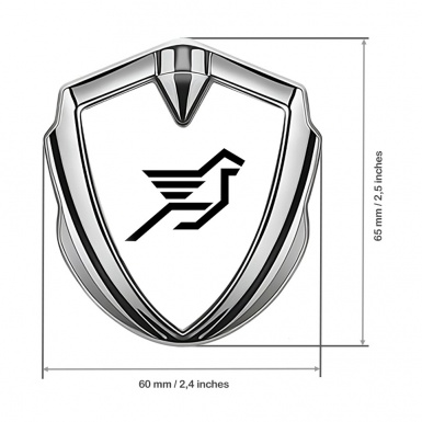 Hamann Emblem Self Adhesive Silver Pure White Print Pegasus Logo