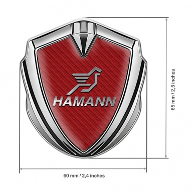 Hamann Metal Domed Emblem Silver Red Carbon Chrome Pegasus Logo