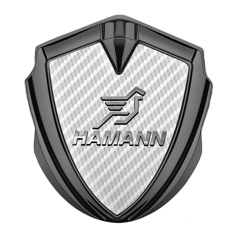 Hamann Badge Self Adhesive Graphite White Carbon Chrome Pegasus Logo
