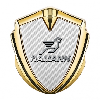 Hamann Badge Self Adhesive Gold White Carbon Chrome Pegasus Logo