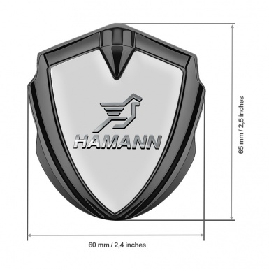 Hamann Emblem Badge Self Adhesive Graphite Grey Base Chrome Pegasus Logo
