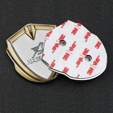 Hamann Emblem Badge Self Adhesive Gold Grey Base Chrome Pegasus Logo