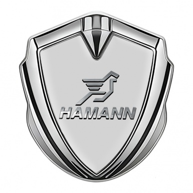Hamann Emblem Badge Self Adhesive Silver Grey Base Chrome Pegasus Logo