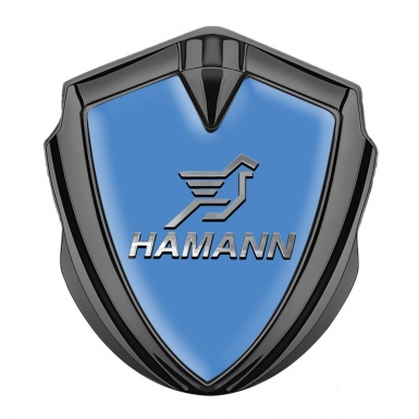 Hamann Emblem Fender Badge Graphite Blue Base Chrome Pegasus Logo