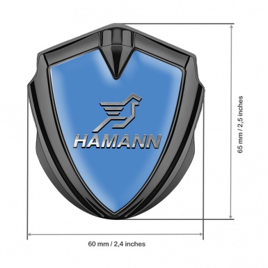 Hamann Emblem Fender Badge Graphite Blue Base Chrome Pegasus Logo