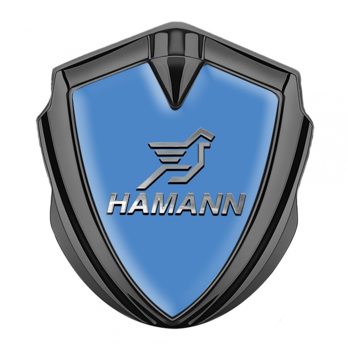 Hamann Emblem Fender Badge Graphite Blue Base Chrome Pegasus Logo