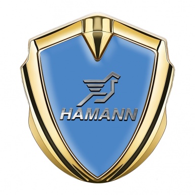 Hamann Emblem Logo Schriftzug Aufkleber Goldtonfarbe Blau basis mit Grau logo