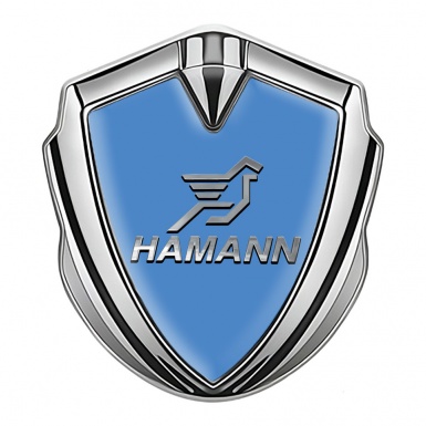 Hamann Emblem Fender Badge Silver Blue Base Chrome Pegasus Logo