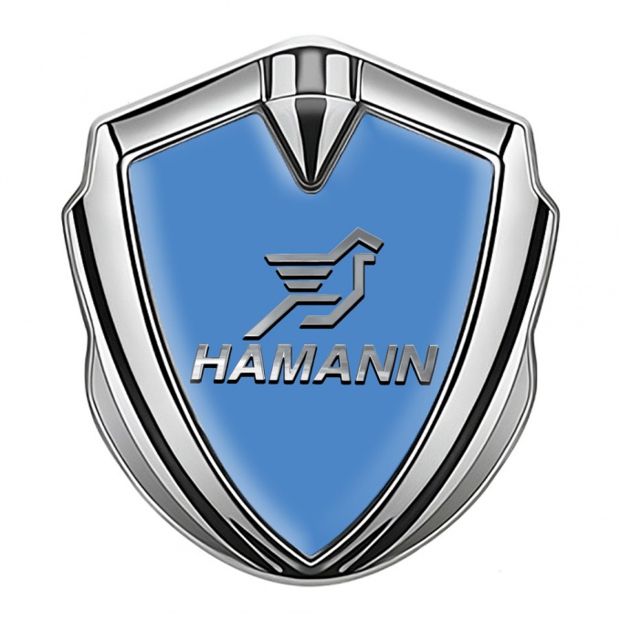 Hamann Emblem Logo Schriftzug Aufkleber Silbertonfarbe Blau basis mit Grau logo