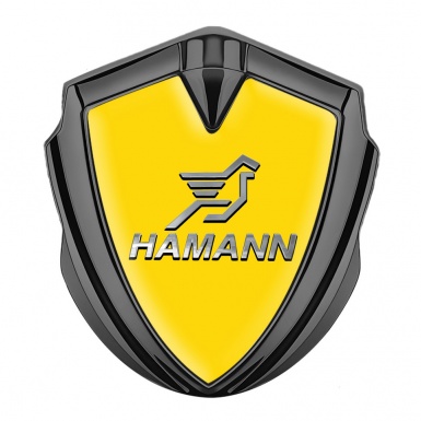 Hamann Metal Emblem Self Adhesive Graphite Yellow Base Chrome Pegasus Logo