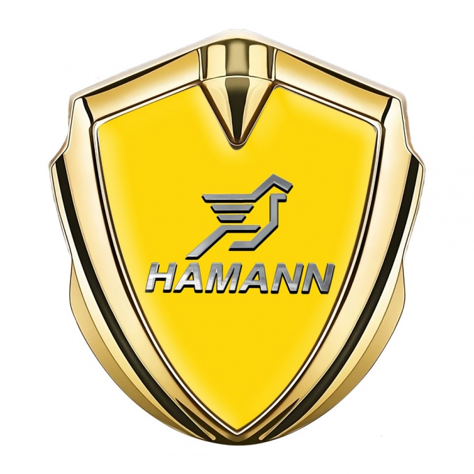 Hamann Metal Emblem Self Adhesive Gold Yellow Base Chrome Pegasus Logo