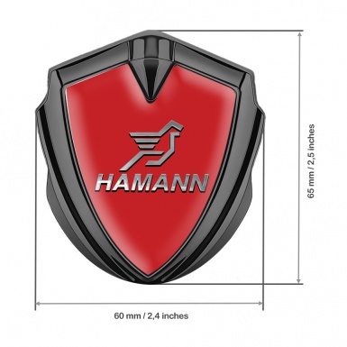 Hamann Fender Emblem Badge Graphite Red Base Chrome Pegasus Logo