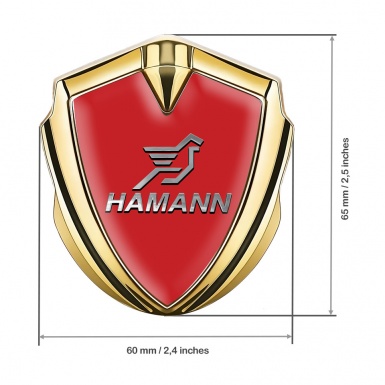 Hamann Emblem Abzeichen Goldtonfarbe Rote Print Grau Logo