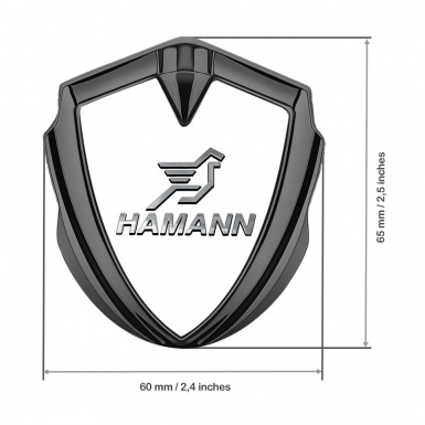 Hamann Emblem Trunk Badge Graphite White Base Chrome Pegasus Logo
