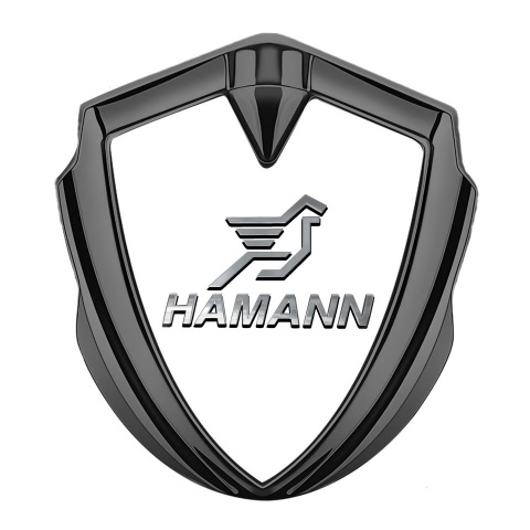 Hamann Abzeichen selbstklebend Graphit Tonfarbe Weiss Print mit Grau Logo 