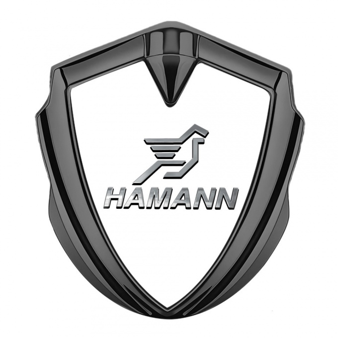 Hamann Emblem Trunk Badge Graphite White Base Chrome Pegasus Logo