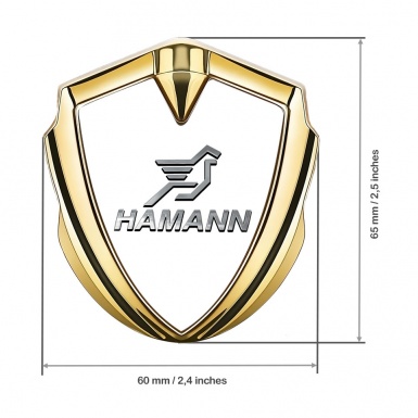 Hamann Abzeichen selbstklebend Goldtonfarbe Weiss Print mit Grau Logo