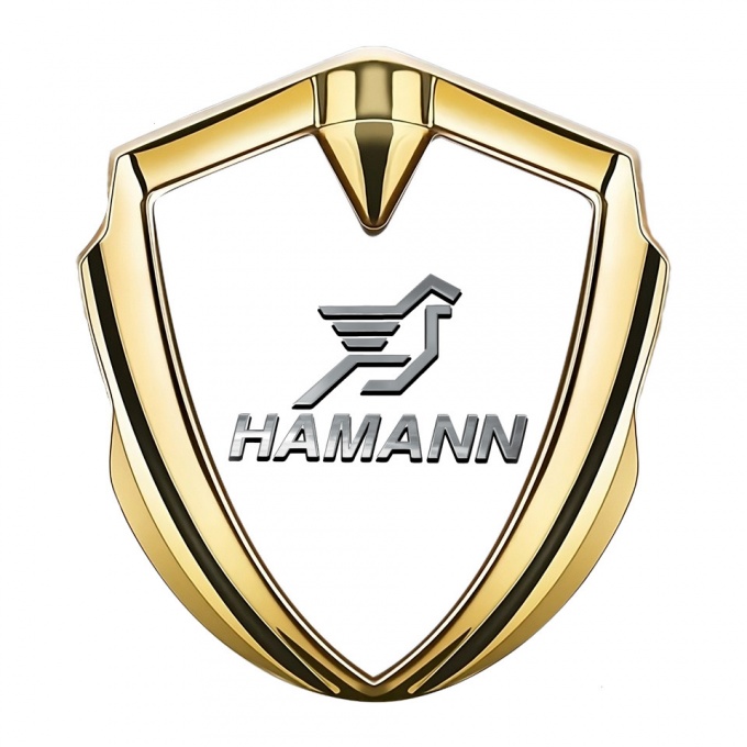 Hamann Emblem Trunk Badge Gold White Base Chrome Pegasus Logo