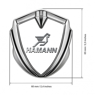 Hamann Emblem Trunk Badge Silver White Base Chrome Pegasus Logo