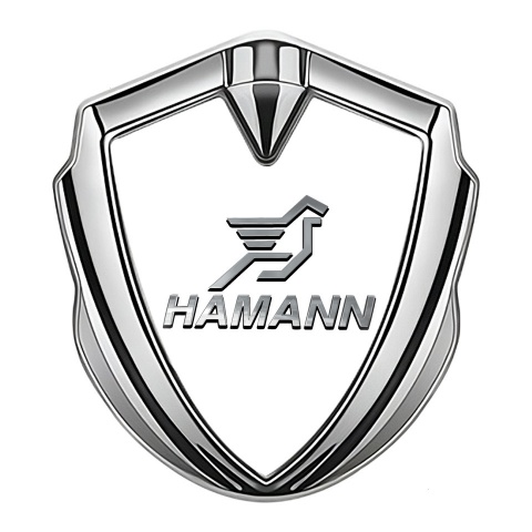 Hamann Emblem Trunk Badge Silver White Base Chrome Pegasus Logo