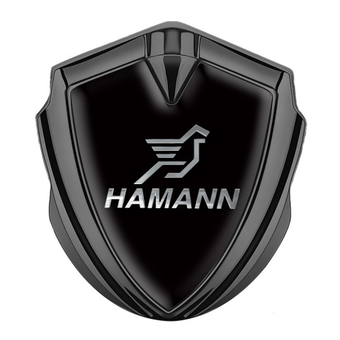 Hamann Emblem Abzeichen selbstklebend Graphit Tonfarbe Schwarz Print mit Grau Logo 