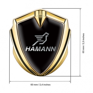 Hamann Emblem Self Adhesive Gold Pure Black Chrome Pegasus Logo