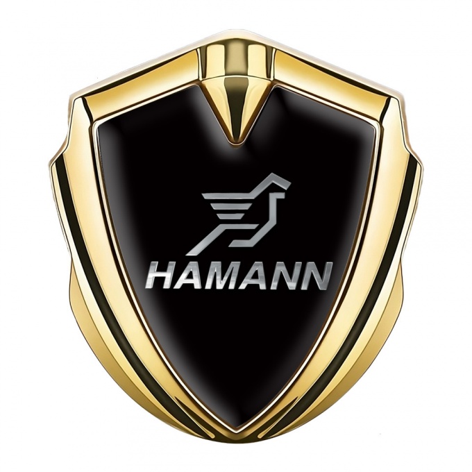 Hamann Emblem Self Adhesive Gold Pure Black Chrome Pegasus Logo