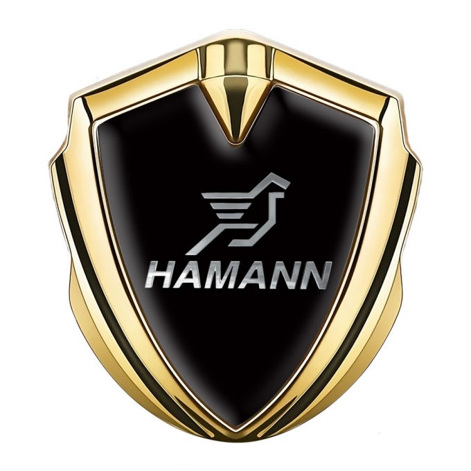 Hamann Emblem Abzeichen selbstklebend Goldtonfarbe Schwarz Print mit Grau Logo