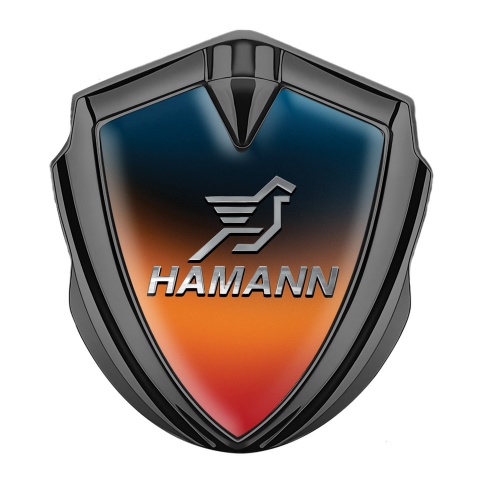 Hamann Metal Emblem Badge Graphite Color Gradient Chrome Pegasus Logo