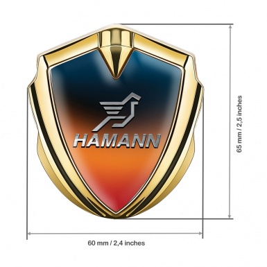 Hamann Metal Emblem Badge Gold Color Gradient Chrome Pegasus Logo